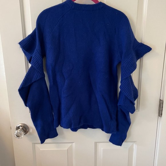 Endless Rose Sweaters Royal Blue Cut Out Ruffle Sleeve Sweater